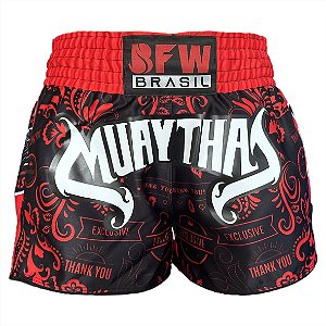OUTLET 50% DESCONTO - Short Muay Thai Tailandês Unissex - Premium Vermelho