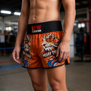 Shorts Muay Thai Bfw Brasil Linha Bangkok - Tigre