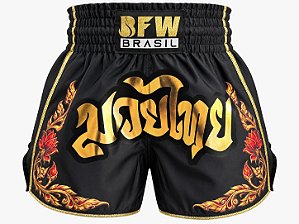 Short Muay Thai Flower - Dourado