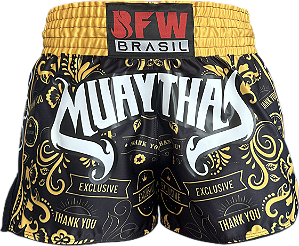 SHORT MUAY THAI PRETO AMARELO