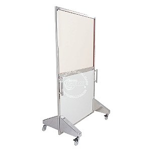 Biombo Radiológico Inox GRX 2 mmPb 180X80cm c/ Visor 70x100cm de 2mmPb