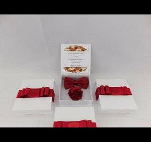 Caixa convite para padrinhos - Gravata borboleta + Corsage