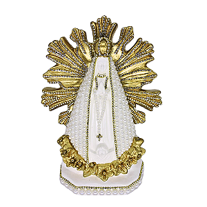 Imagem de Nossa Senhora Aparecida com Resplendor em Gesso - 25cm