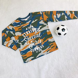 Camiseta Infantil Meia Malha Estampa Camuflada da Have Fun