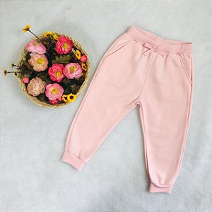 Calça Infantil Rosa Claro Moletom Flanelado da Nini Bambini