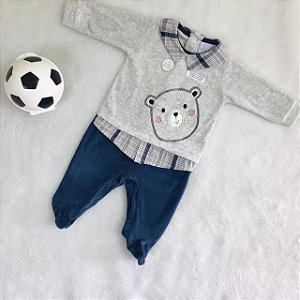 Macacão de Bebê Menino Mescla em Plush da Piu Piu