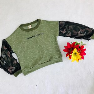 Casaco Infantil Feminino Verde Militar Manga Longa da Have Fun