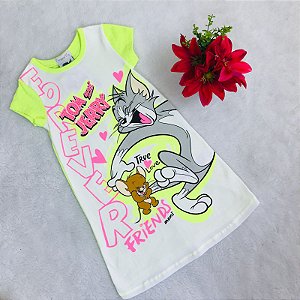 Vestido Infantil Amarelo Neon Tom & Jerry da Momi