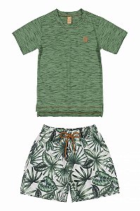 Conjunto Infantil Masculino shorts Tactel Folhagem da Up Baby