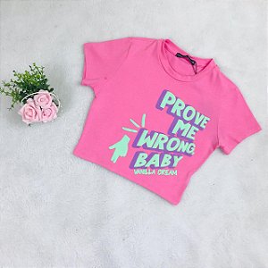 Blusa Cropped Infantil Rosa Neon da Vanilla Cream