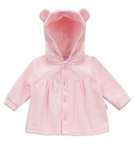 Casaco de Bebê Rosa em Soft com Capuz de Orelhinha da Piu Piu