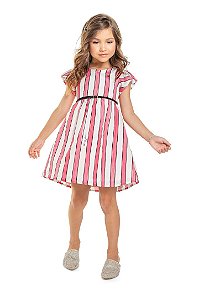 Vestido Infantil Listrado com Cinto da Quimby - Cores Diferentes