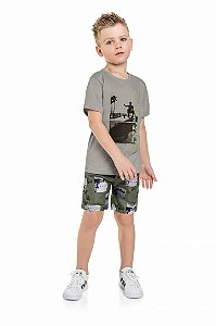 Conjunto Infantil Camiseta e Bermuda Micro Fibra da Quimby