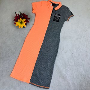 Vestido Infantil Midi Canelado com Gola da Vanilla Cream