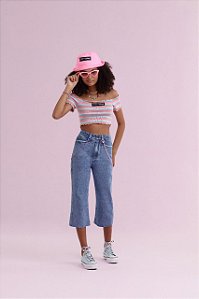 Blusa Juvenil Cropped Cigana Listrada da Vanilla Cream