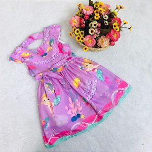 Vestido Infantil Casual Lilás Fundo do Mar da Mon Sucré