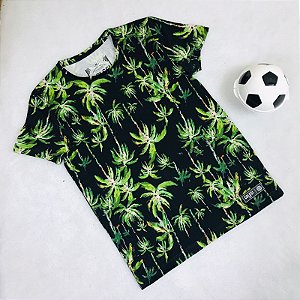 Camiseta Juvenil Masculina Preta Coqueiros da Colcci