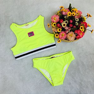 Biquíni infantil Amarelo Neon com Top da Anime