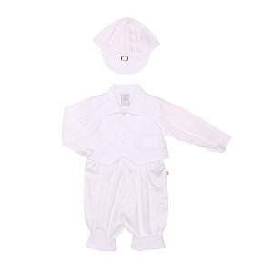 Conjunto de Bebê Branco Batizado c/Boné da Sylvaz