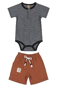 Conjunto Infantil Masculino c/Body Listrado da Up Baby