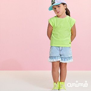 Shorts Infantil Jeans Claro da Animê
