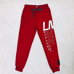 Calça Infantil Masculina Vermelha em Moletom Flanelado da Lamon