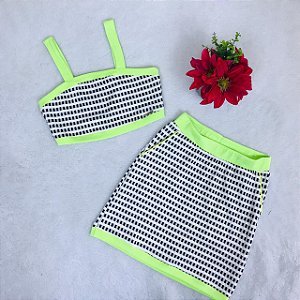 Conjunto Juvenil Feminino Xadrez com Saia da Pinkx