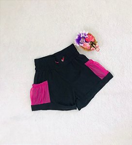 Shorts Juvenil Feminino Preto em Tactel da Pinkx