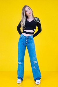 Calça Infantil Feminina Wide Leg Jeans da Pullga