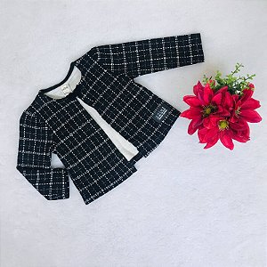 Casaco de Bebê Xadrez Preto e Branco da Anime