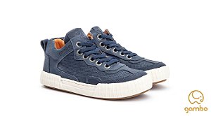 Bota Infantil Masculina Azul Zíper Couro Gambo