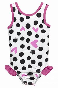 Maiô Infantil Branco com Bolinhas Pretas da Up Baby