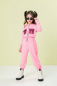 Macacão Infantil Rosa Pink de Menina da Málagah