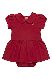 Body Vestido de Bebê Vermelho em Malha da Up Baby