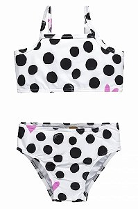 Biquíni Infantil Branco com Bolinhas Pretas da Up Baby