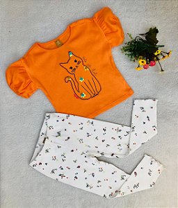 Blusa Infantil Malha Canelada Mangas Franzidas Up Baby