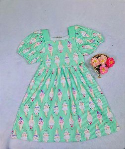 Vestido Infantil Casual Verde Ice Cream da Petit Cherie