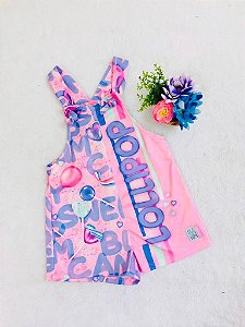 Jardineira Infantil de Shorts Lilás da Mon Sucré