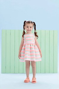 Vestido Infantil de Festa Listrado Colorido da Mon Sucré