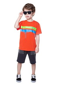 Camiseta Infantil Masculina Laranja Manga Curta da Have Fun
