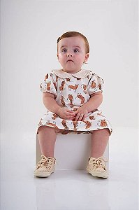 Vestido de Bebê Casual de Gola com Duas Cores da Up Baby