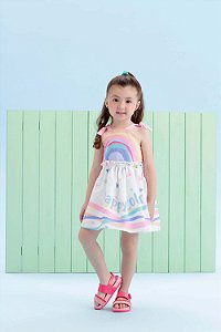 Vestido Infantil de Festa de Arco-Íris da Mon Sucré