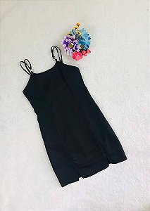 Vestido Juvenil Casual Preto Básico Alça da BobbyLulu