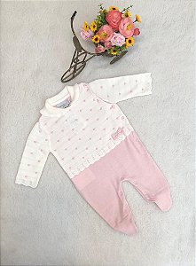 Macacão de Bebê Feminino de Gola Rosinha Da Noruega