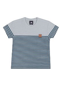 Camiseta Infantil Masculina Azul Listrada da Biogás
