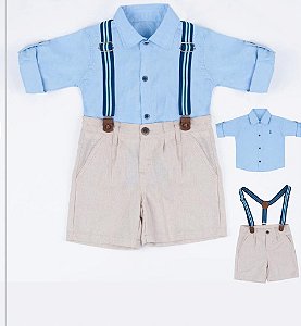 Conjunto Infantil e de Bebê Social com Suspensório da Pupi