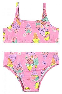 Biquíni Infantil Rosa Picolé com Top Quimby