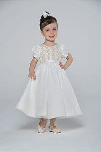 Vestido Infantil de Festa  Off White Longo Petit Cherie