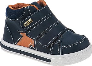 Bota Bebê e Infantil Masculina Marinho e Caramelo 3 Velcro