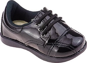 Sapatinho de Bebê e Infantil de Verniz Masculino Preto
